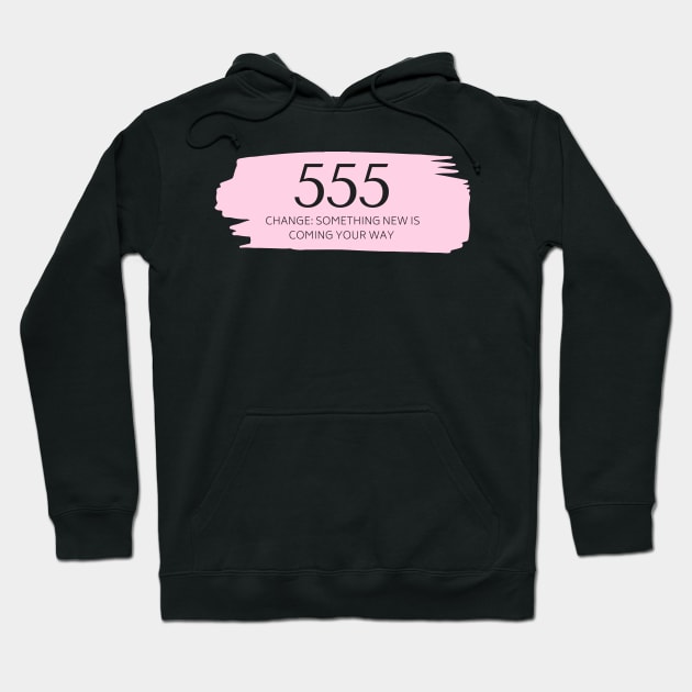 555 Angel Number pink Hoodie by anrockhi